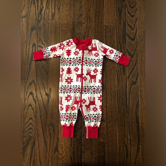 Hanna Andersson Other - Hanna Andersson Infant 0-3M White/Red Reindeer Holiday Winter Themed One Piece